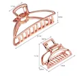 Minimalist rose gold metal hair claw clips for thick hair, set of two different sizes. - Rose Gold 2-Piece Set