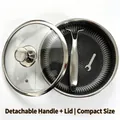 316L stainless steel frying pan with detachable handle, glass lid and assembly tool - 316 Double Sided Detachable Handle with Lid