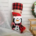 Kerstkous van jute met pinguïn, rood-zwarte ruitjes, decoratieve kerstversiering - Pinguïn Jute Sok