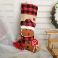 Festive burlap Christmas stocking featuring a 3D gingerbread man with red plaid accents - Gingerbread Man Burlap Stocking