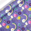 Purple cartoon gift wrapping paper with rainbow and smiley face icons - Smiley Rainbow Purple / 50x70cm