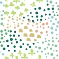 Cute abstract pattern featuring dots and green sprouts for children's gift wrapping paper - Jungle Polka Dots / 50x70cm