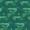 High quality seamless cute green crocodile and plant pattern gift wrapping paper design - Cartoon Crocodile / 50x70cm