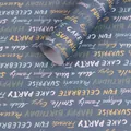 Navy blue birthday gift wrapping paper featuring colorful English text and party themes - Trick or Treat / 50x70cm