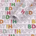 Premium colorful HAPPY BDAY printed gift wrapping paper for kids' birthday parties - HAPPY BDAY Text Pattern / 50x70cm