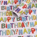 Colorful Happy Birthday themed gift wrapping paper with star and stripe patterns. - Happy Birthday Style / 50x70cm