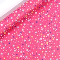 Vibrant pink children's birthday gift wrapping paper with colorful star and dot pattern - Star Gift / 50x70cm