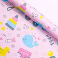 Cute pink cartoon gift wrapping paper with whale and duck patterns for children's gifts - Whale / 50x70cm