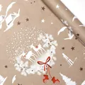 Eco-friendly brown kraft gift wrapping paper with white reindeer and winter pine pattern - Red Glove / 50x70cm