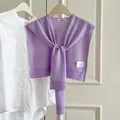 Soft elegant lightweight purple wool-blend knitted shawl shrug for office styling - Taro Purple