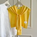 Premium soft yellow wool blend knitted shawl wrap for elegant office and summer wear - Bright yellow