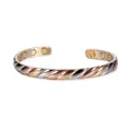 Adjustable tricolor magnetic copper bracelet with twisted diagonal pattern design - Three-Color Stitching (6 Magnets)
