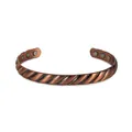 Antique copper magnetic therapy cuff bracelet with unique diagonal twill texture detail - Retro Red Copper Color (6 Magnets)