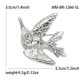 Silver hummingbird brooch measuring 3.5x3.3cm and weighing 9.2g for coat accessories - Silver