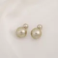 Élégantes boucles d'oreilles perles double face champagne avec grandes et petites perles - Perle Artificielle Café Clair