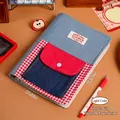 Retro denim A5 loose-leaf notebook with checkered pocket, 100 pages - Light Lucky Day A5