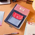 Vintage denim A5 binder journal notebook with red checkered pocket design detail - Dark Lucky Day A5