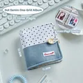 Vintage denim polka dot mini photo album with 20 inner pages and button closure - Milk Blue Polka Dot - Mini