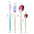4-piece rainbow iridescent stainless steel cutlery set with dimensions and weights - Four-Piece Set / AB Color