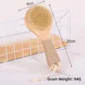Professional 20cm wooden bath brush with pig bristles and hemp rope handle, 94g - 20x8cm Wood Round Boar Bristle Brush with Hemp Rope