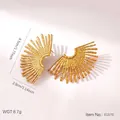 Textured gold-plated stainless steel sunburst earrings showing dimensions and weight. - Gold Vintage Hammered Radiating Earrings (BJGE1570)