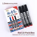 Confezione da 10 pennarelli permanenti rossi 1.5mm - A Base d'Olio / Nero