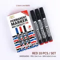 Pack de 10 marqueurs permanents rouges pointe 1.5mm - À base d'huile - Unité en boîte / Noir