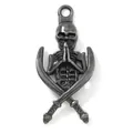 Ciondolo teschio vintage in argento con spade incrociate per la creazione di gioielli fai da te - Argento Antico