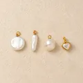 Collection of 18K gold plated stainless steel pearl pendants in heart and round shapes - Artificial Pearl Four-piece Set