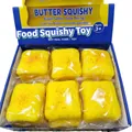 6-teiliges Set Simulations-Butter-Toast-Squishy-Spielzeuge für langsames Aufsteigen - Großer PU-Toast (Gelb)
