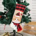 Festive Christmas stocking with a 3D cartoon cat doll and red black plaid patterns - Christmas Cat Buffalo Plaid
