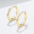 Elegant gold-plated 925 sterling silver hoop earrings featuring a unique bamboo joint design. - Gold