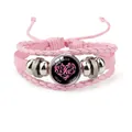 Pink braided leather bracelet for breast cancer awareness with faith hope cure heart - Pink Heart-Faith Hope Cure (12037013)