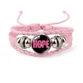 Pink braided leather bracelet for women with Breast Cancer Awareness Hope theme. - Pink-Hope Believe (12037018)