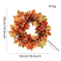 Artificial autumn wreath with maple leaves and pumpkins for Thanksgiving door decor - Autumn Pine Cone Pumpkin Wreath