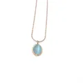 Collana minimalista oro rosa con pendente ovale in pietra occhio di gatto - Blu Pavone (Oro Rosa)