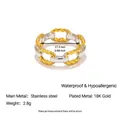 Detailansicht des zweifarbigen Rings aus 18k vergoldetem Edelstahl mit Maßen - US 7 / Gold & Silber