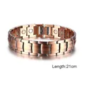 Premium vintage red copper magnetic health bracelet for men, length 21cm detail. - Bottom Single Row Magnets