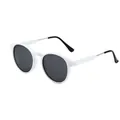 Retro unisex sunglasses with white round frames and dark polarized lenses for outdoor activities - Solid White Frame Grey Lens