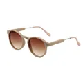 Retro round sunglasses with brown gradient lenses for men and women 45-degree view - Khaki