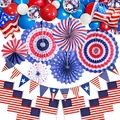 Complete American flag party decoration set with paper fans and balloons for July 4th - Independence Day Flag Kit