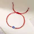 Handgefertigtes rotes Evil Eye Armband mit blauer Glasperle Glücksbringer Schutz - Rotes Seil