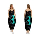 Relaxed fit black V-neck spaghetti strap maxi dress featuring vibrant 3D floral print - XS / Floral Print Style (QL53026A07-A476)