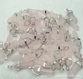 Assorted natural rose quartz hexagonal pillar bullet crystal stone pendants in bulk - Rose Quartz