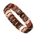 Bracciale magnetico in rame vintage da uomo con finitura spazzolata e magneti - Fondo Pietre Multiple