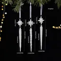Glitzernde weiße Weihnachts-Eiszapfen-Anhänger mit Sternen, 3er-Set Dekoration - Eisskulpturen Set