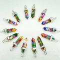 Collection of colorful crushed stone hexagonal column bullet shaped resin pendants - Colorful (Resin)