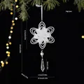 Elegant white beaded snowflake Christmas tree ornament with pearl and crystal drop - 3D Flower
