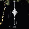 White glitter diamond Christmas ornament with pearl and crystal pendant for tree decor - 3D Rhombus