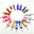 Collection of assorted natural hexagonal crystal stone point pendants in various colors - Mixed Color (Resin)